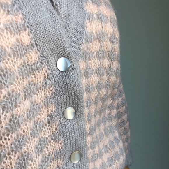 Beautiful Vintage 1970s 70s Hand-knit Mohair Cardigan Sweater - Picture 5 of 5